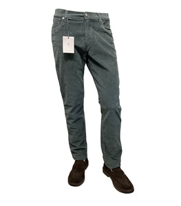 RICHARD J BROWN - T48.455 MILANO Model Moleskin Touch Cotton Stretch Jeans In Sage Green