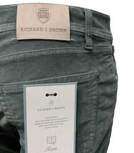 RICHARD J BROWN - T48.455 MILANO Model Moleskin Touch Cotton Stretch Jeans In Sage Green