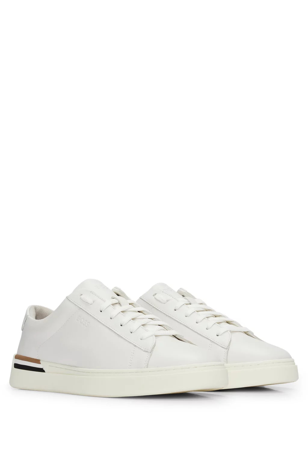 BOSS- CLINT_TENN White Leather Cupsole Trainers 50502885 100