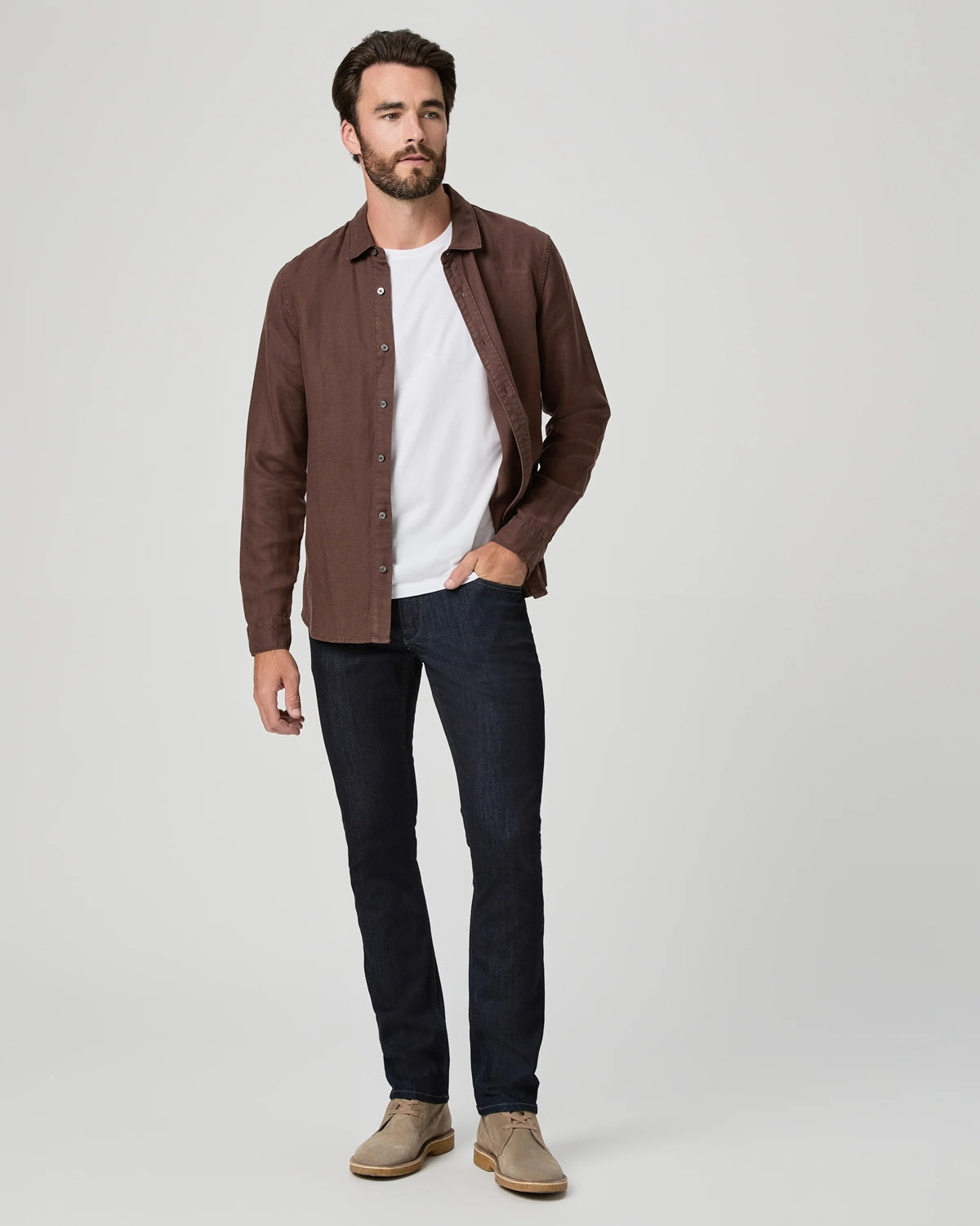 PAIGE - Transcend FEDERAL Slim Straight Jean in Dark IRVINGTON Wash M655697-C699