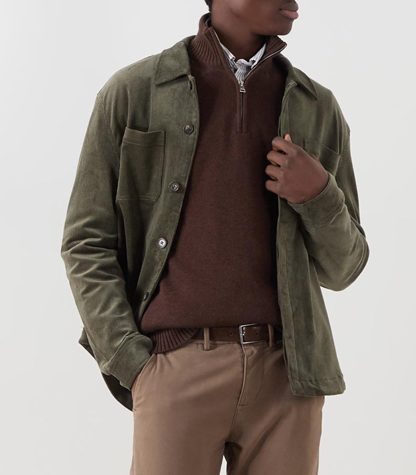 PAIGE - JACE CORD OVERSHIRT in OLIVE BRANCH M367Q46-C884