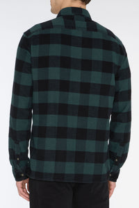 7 FOR ALL MANKIND - Green and Black Checked Brushed Cotton Overshirt JSFM4360HG