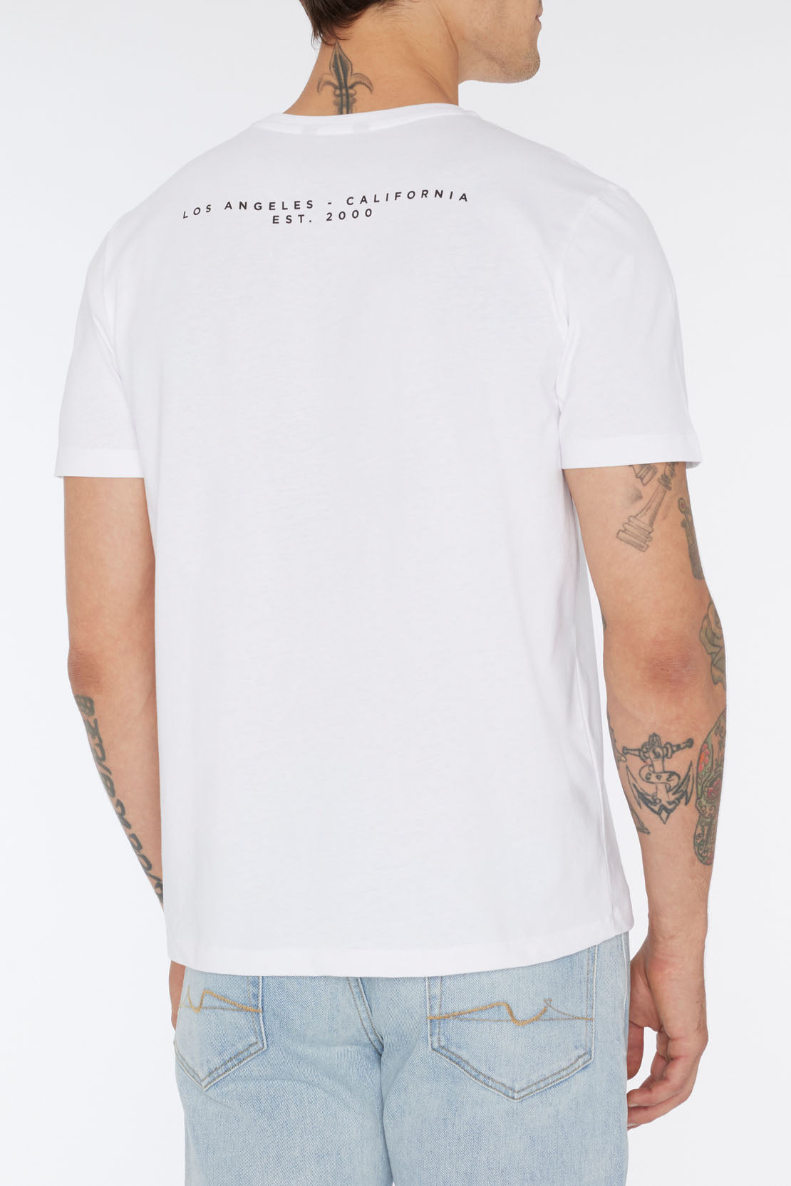 7 FOR ALL MANKIND - White Photographic T-Shirt With Surf Beach Print JSLM332GWS