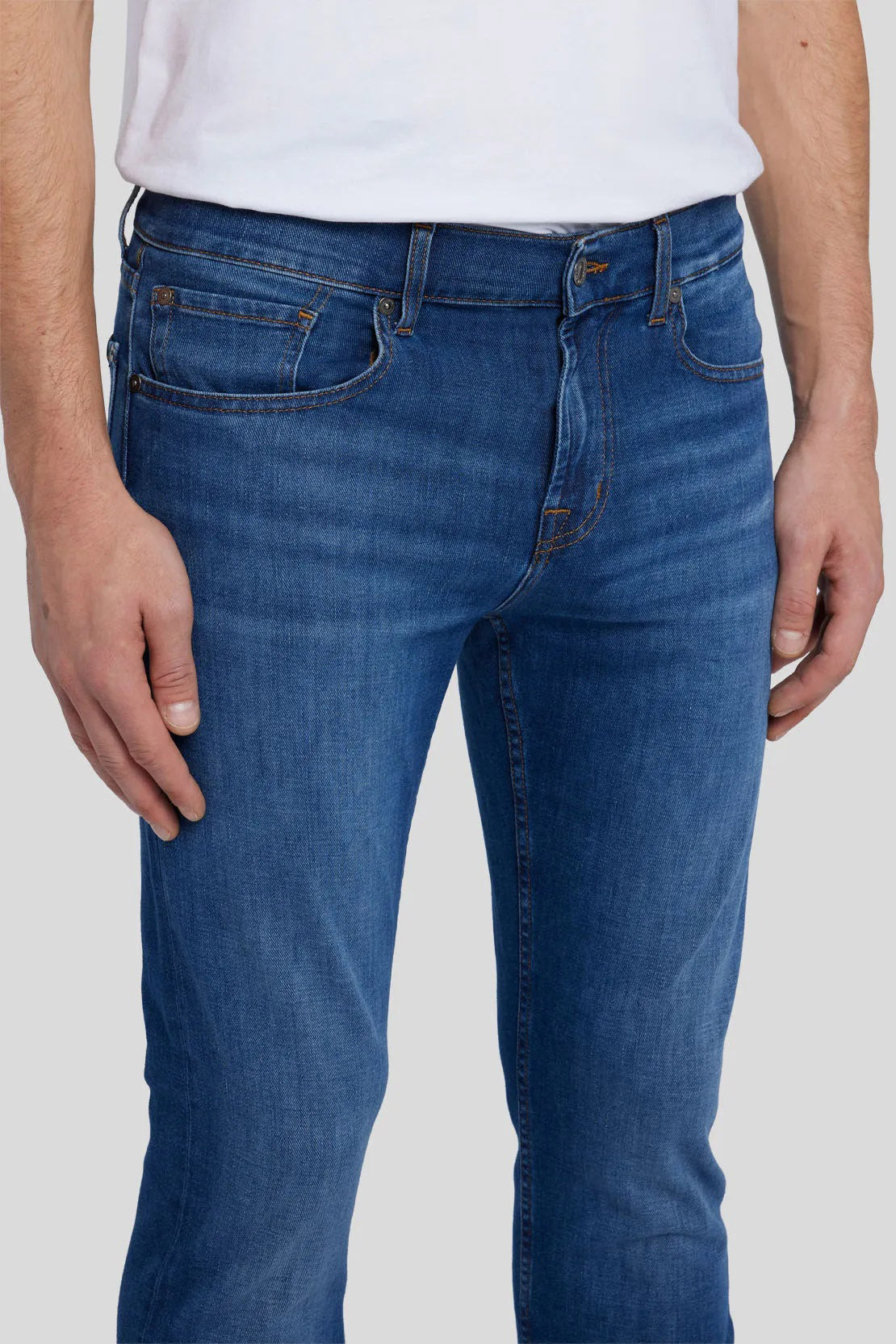 7 FOR ALL MANKIND - SLIMMY Left Hand Apogee Jeans in Mid Blue JSMSR510AG