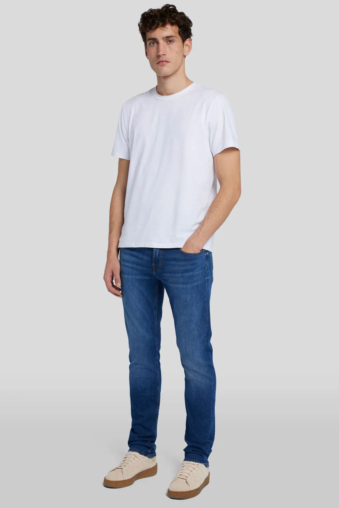 7 FOR ALL MANKIND - SLIMMY Left Hand Apogee Jeans in Mid Blue JSMSR510AG