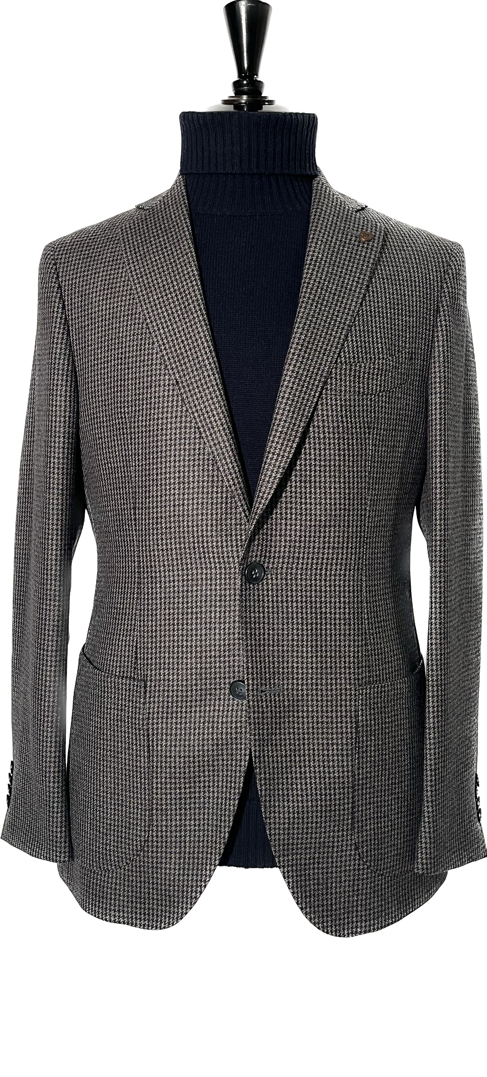 CAVALIERE - VALTER 2 Button Slim Fit Jacket in Dark Blue and Coffee 10AW23409-98