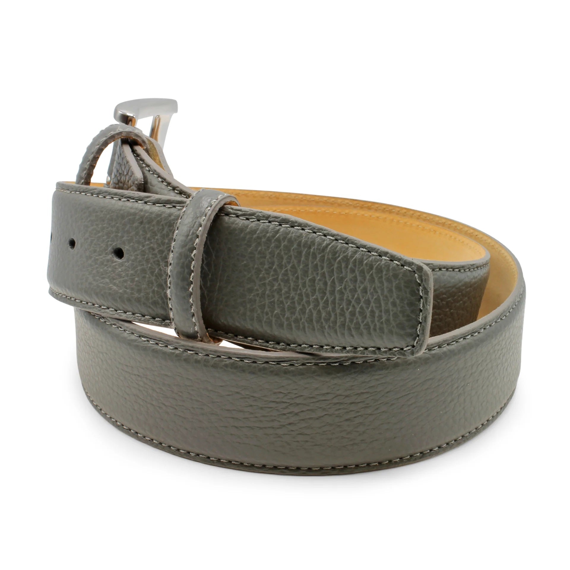 HUXLEY TANNER - JOHNSON 40mm Cervo Leather Belt in Grey JOH004