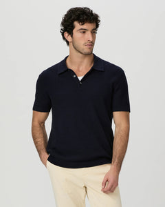 PAIGE - KIKO Knitted Cotton, Silk and Cashmere Polo Shirt In Deep Anchor Blue M291P15-6781
