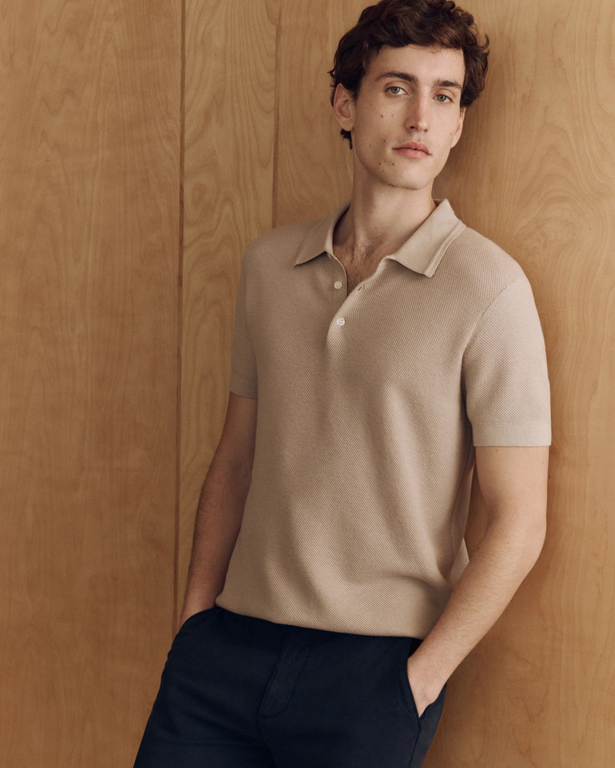 PAIGE - KIKO Knitted Cotton, Silk and Cashmere Polo Shirt In Oatmeal M291P15-2164