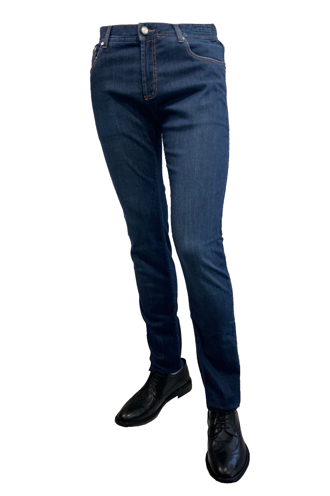 RICHARD J BROWN - TOKYO Model Slim Fit Stretch Cotton Blend Washed Blue Denim Jeans T239.W860