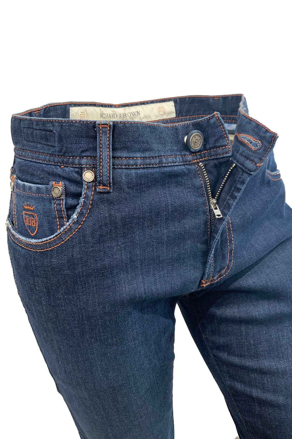 RICHARD J BROWN - TOKYO Model Slim Fit Stretch Cotton Blend Washed Blue Denim Jeans T239.W860