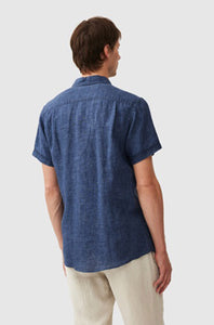 RODD & GUNN - PALM BEACH Short Sleeve Linen Shirt In MARINE LP6266