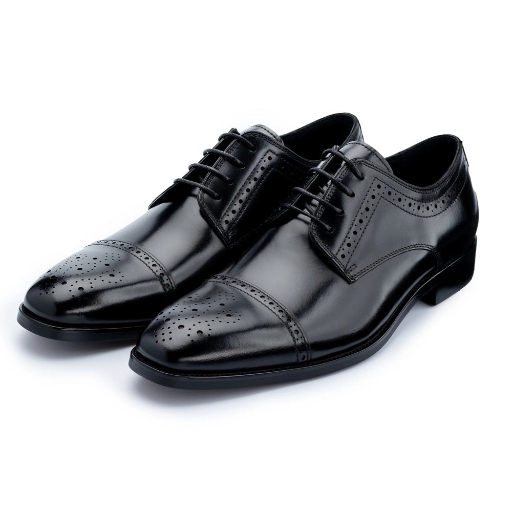 JOHN WHITE SHOES - LUCAN Semi-Brogue Derby Shoes in BLACK