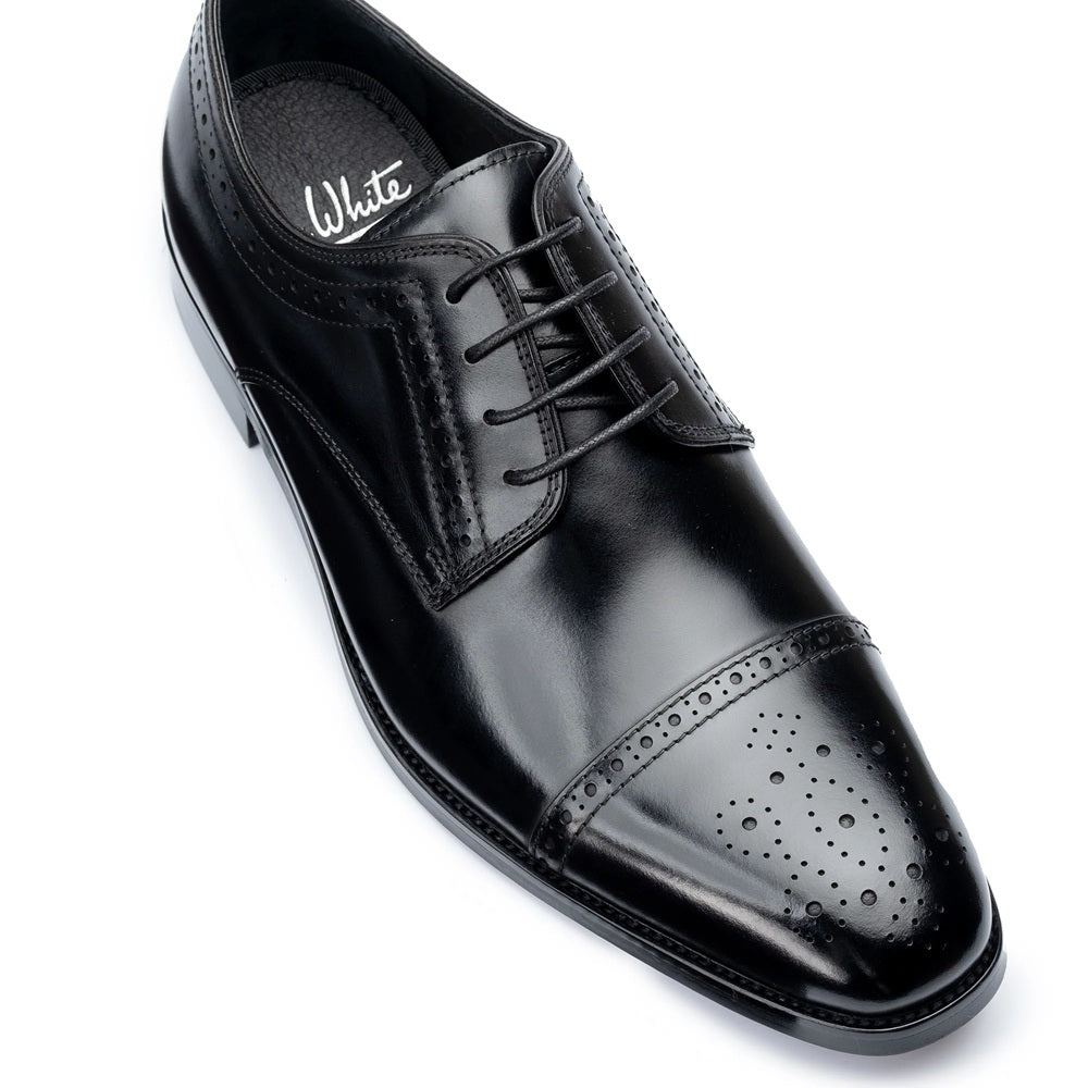 JOHN WHITE SHOES - LUCAN Semi-Brogue Derby Shoes in BLACK