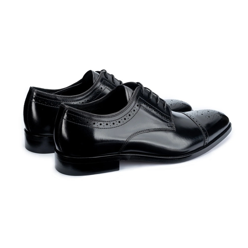 JOHN WHITE SHOES - LUCAN Semi-Brogue Derby Shoes in BLACK