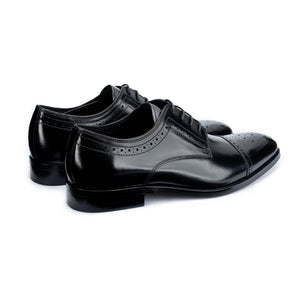 JOHN WHITE SHOES - LUCAN Semi-Brogue Derby Shoes in BLACK