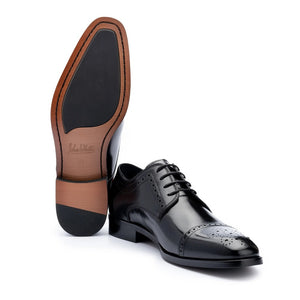 JOHN WHITE SHOES - LUCAN Semi-Brogue Derby Shoes in BLACK