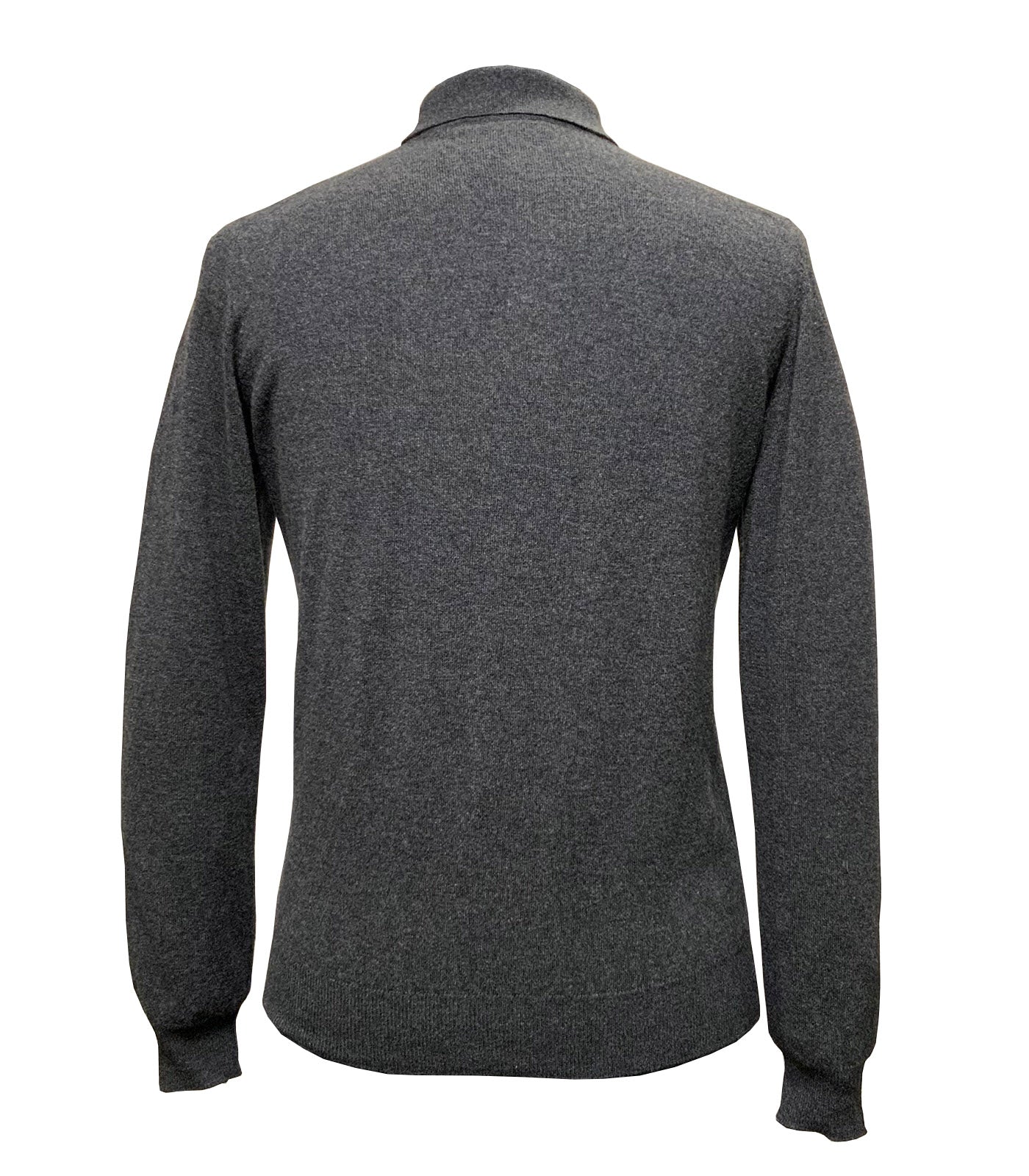 FILIPPO DE LAURENTIIS - Anthracite Grey Wool, Silk & Cashmere Long Sleeve Knitted Polo PL1MLWSC14R 980