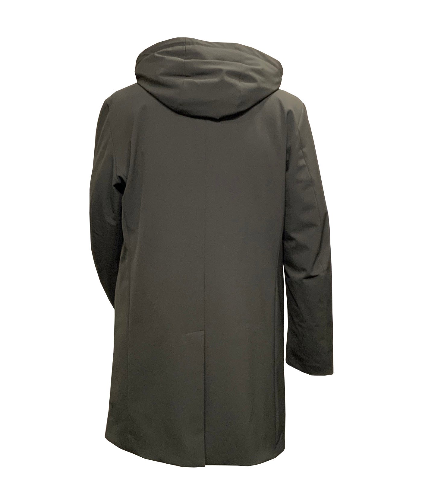 MONTECORE - Longline Coat in Technical Fabric with Detachable Bib & Hood In Graphite Grey