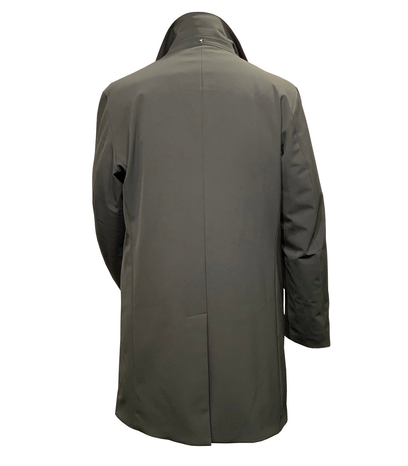 MONTECORE - Longline Coat in Technical Fabric with Detachable Bib & Hood In Graphite Grey