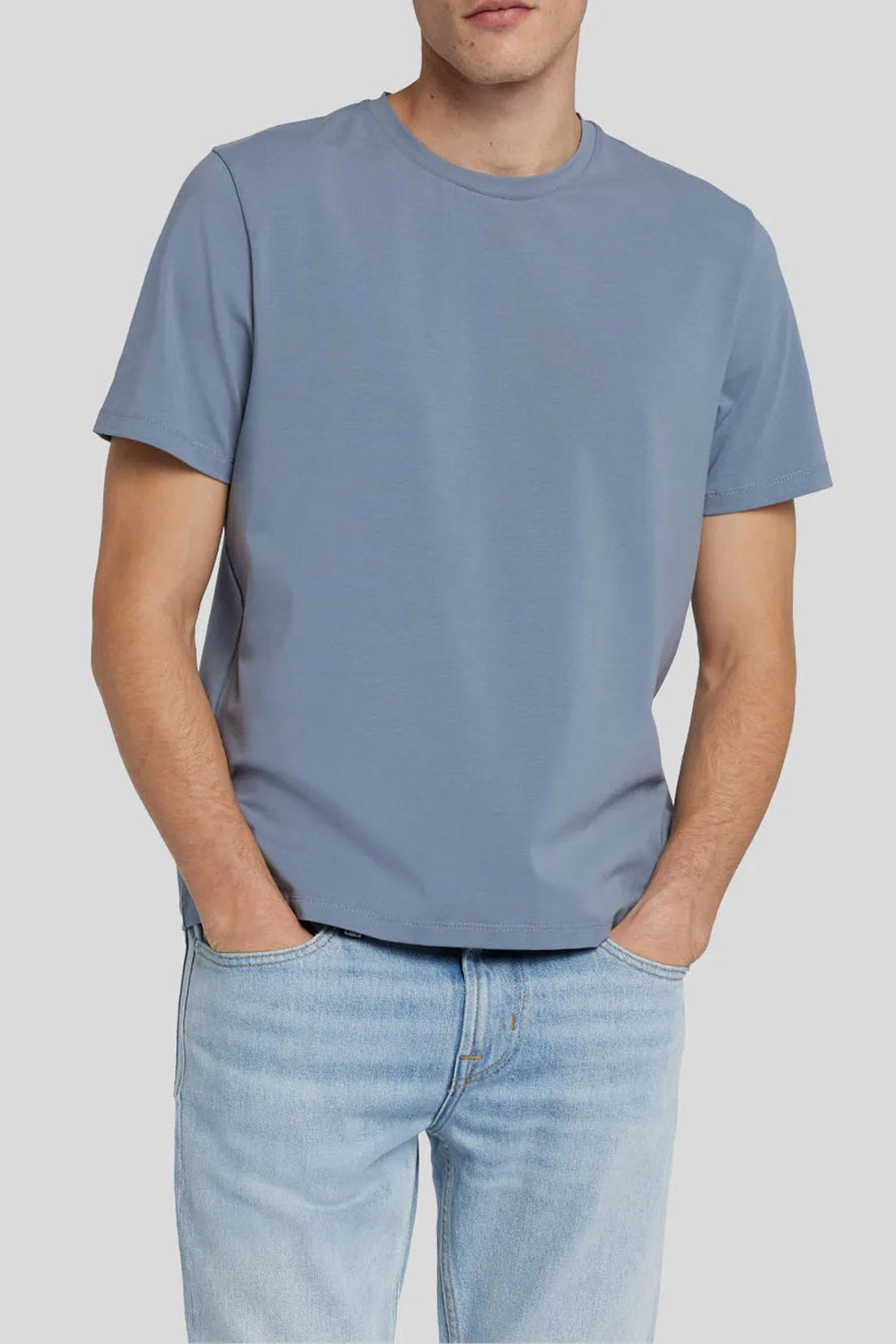 7 FOR ALL MANKIND - Dusty Blue Luxe Performance T-shirt JSIM2370DB
