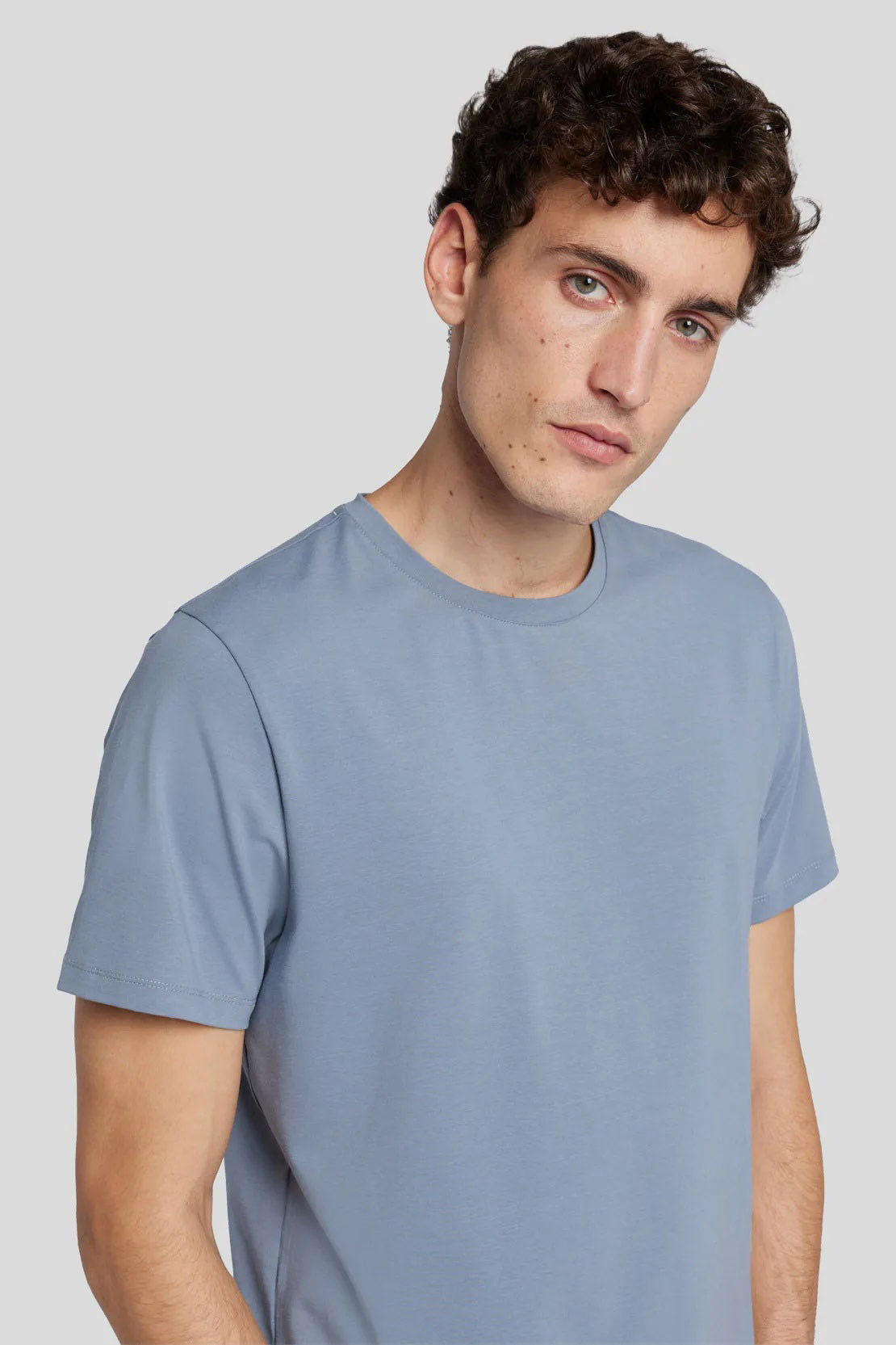 7 FOR ALL MANKIND - Dusty Blue Luxe Performance T-shirt JSIM2370DB