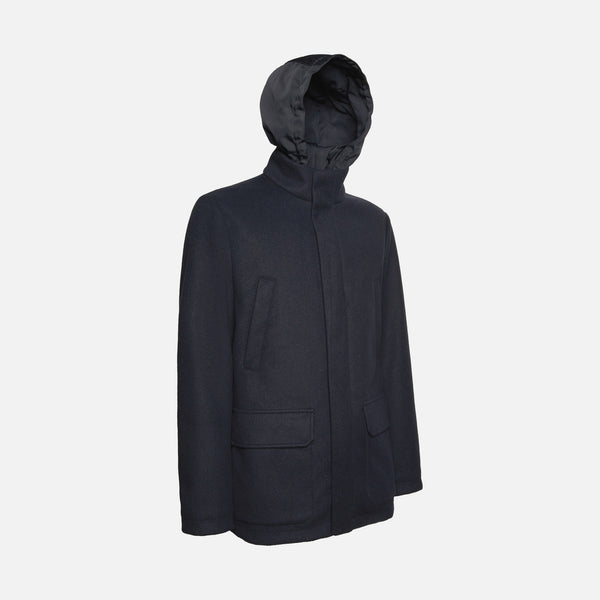 GEOX - MONREALE Mid Length Coat in Hi-Tech Fabric in Dark Sky  