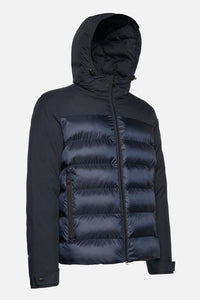 GEOX - SAPIENZA Short Mixed Media Puffer Jacket in Dress Blue M3628JTC175F1733