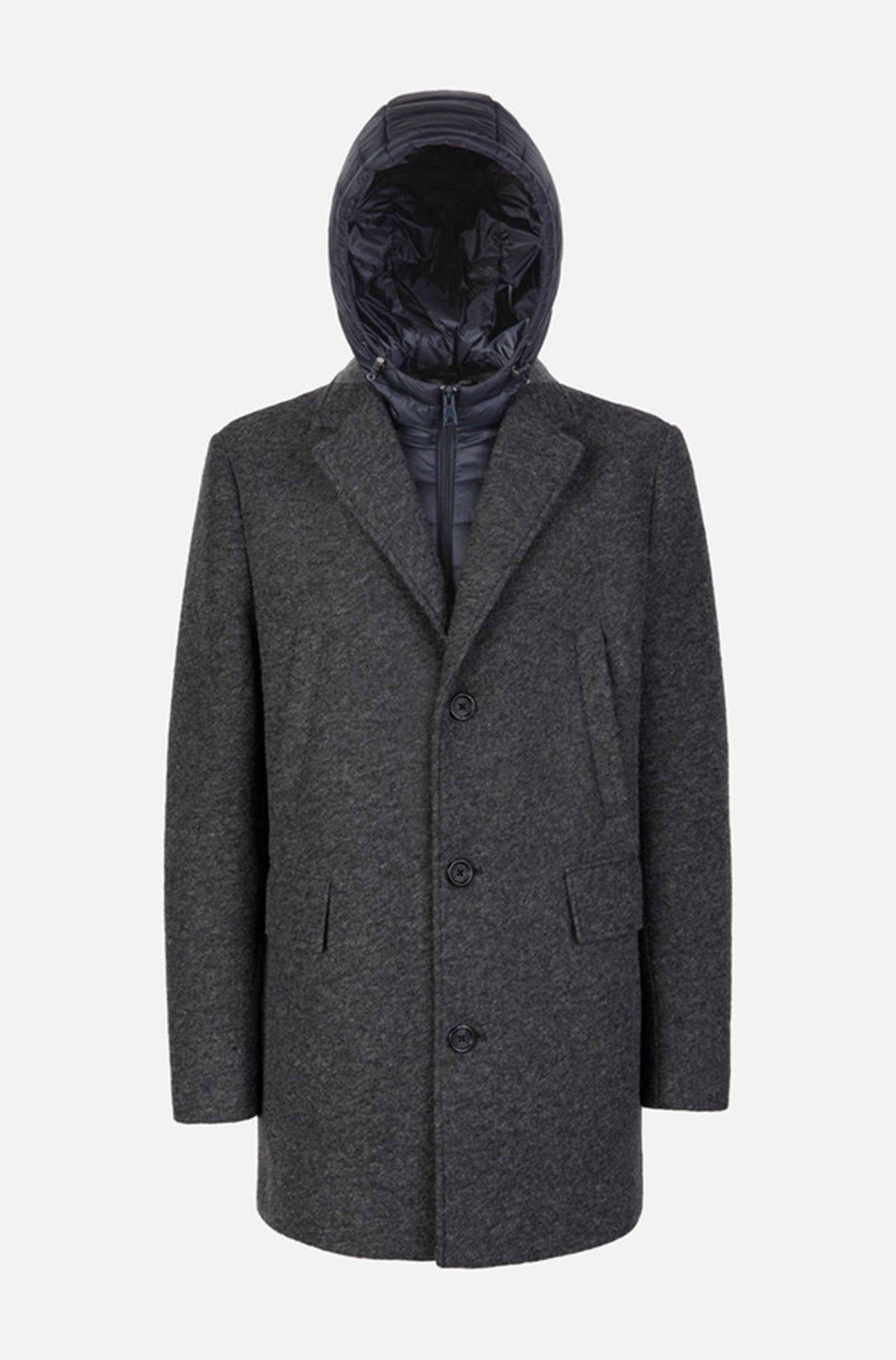 GEOX - CLAUDIO LONG Overcoat in Grey With Detachable Inner Bib M5615AT3289F0311