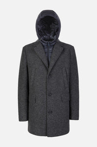 GEOX - CLAUDIO LONG Overcoat in Grey With Detachable Inner Bib M5615AT3289F0311