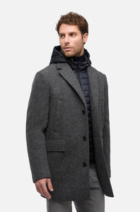 GEOX - CLAUDIO LONG Overcoat in Grey With Detachable Inner Bib M5615AT3289F0311