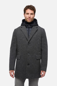 GEOX - CLAUDIO LONG Overcoat in Grey With Detachable Inner Bib M5615AT3289F0311