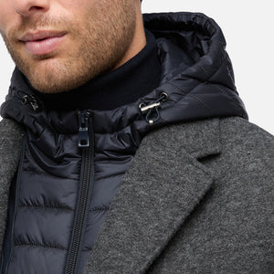 GEOX - CLAUDIO LONG Overcoat in Grey With Detachable Inner Bib M5615AT3289F0311