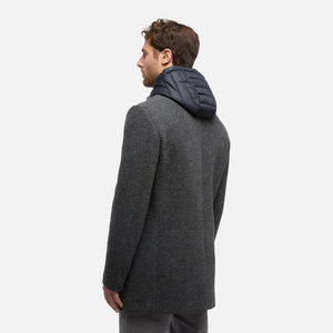 GEOX - CLAUDIO LONG Overcoat in Grey With Detachable Inner Bib M5615AT3289F0311