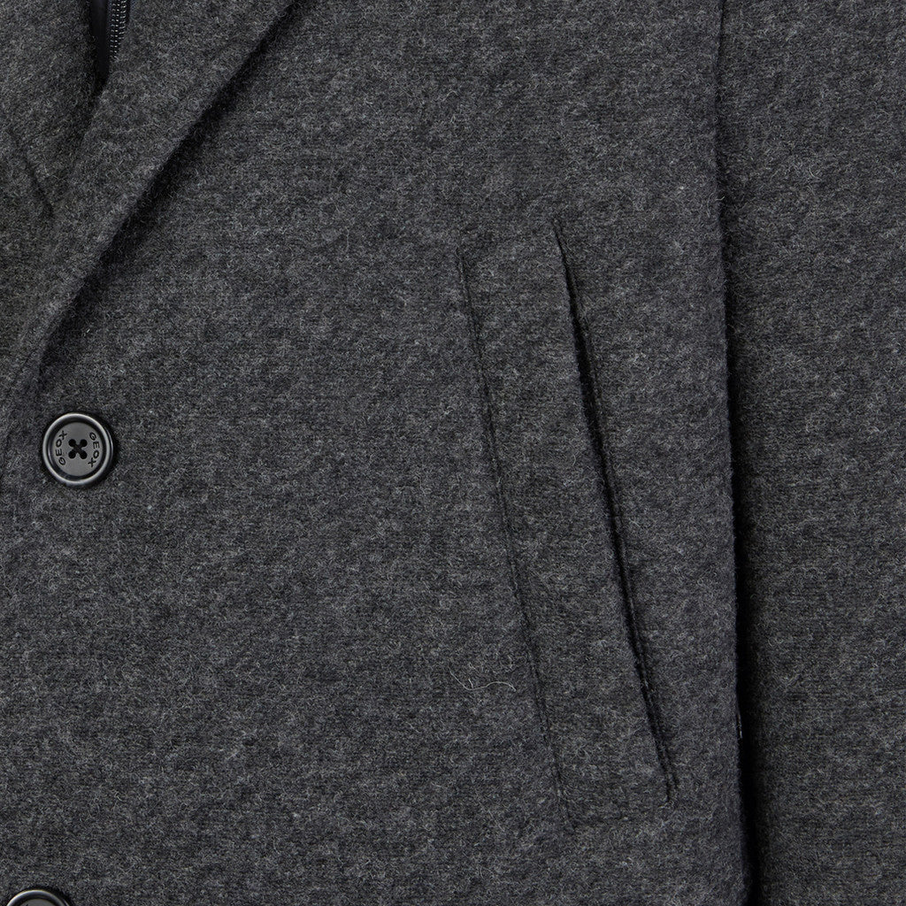 GEOX - CLAUDIO LONG Overcoat in Grey With Detachable Inner Bib M5615AT3289F0311