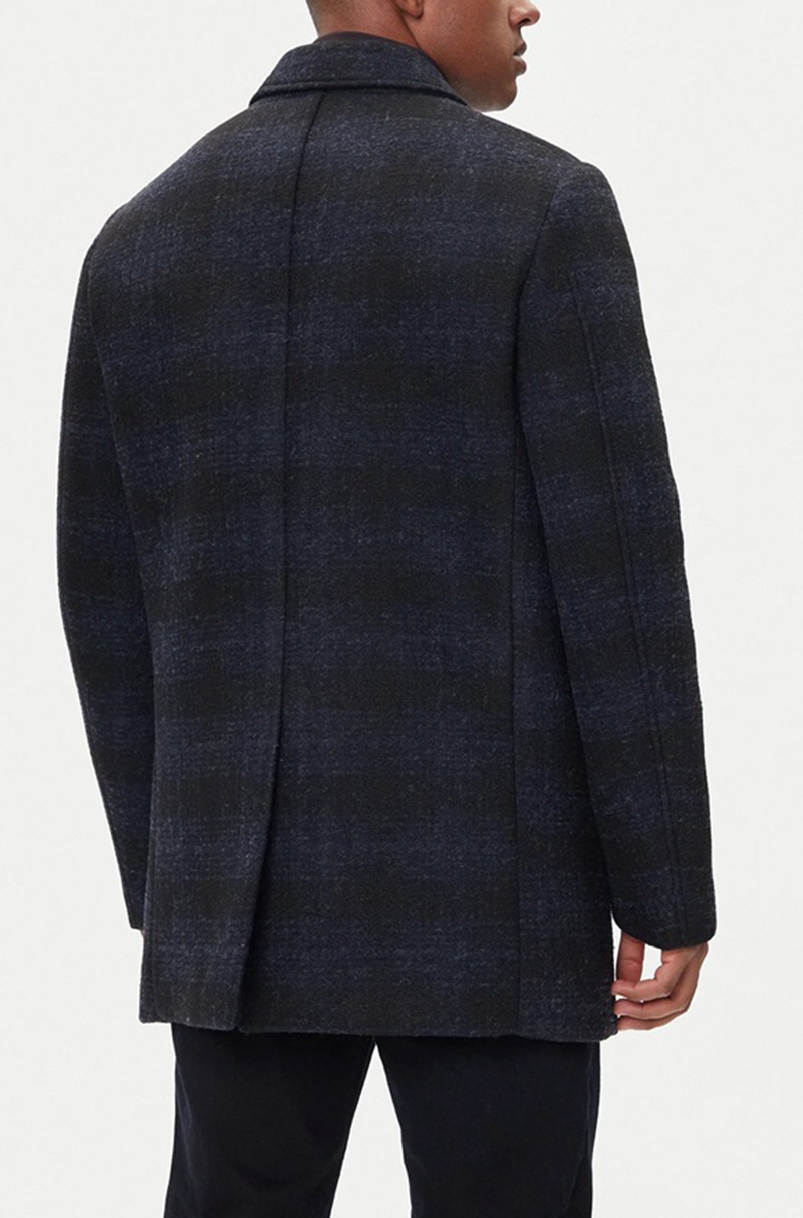 GEOX - CLAUDIO LONG Overcoat in Blue/Black With Detachable Inner Bib M5615AT3289F0388