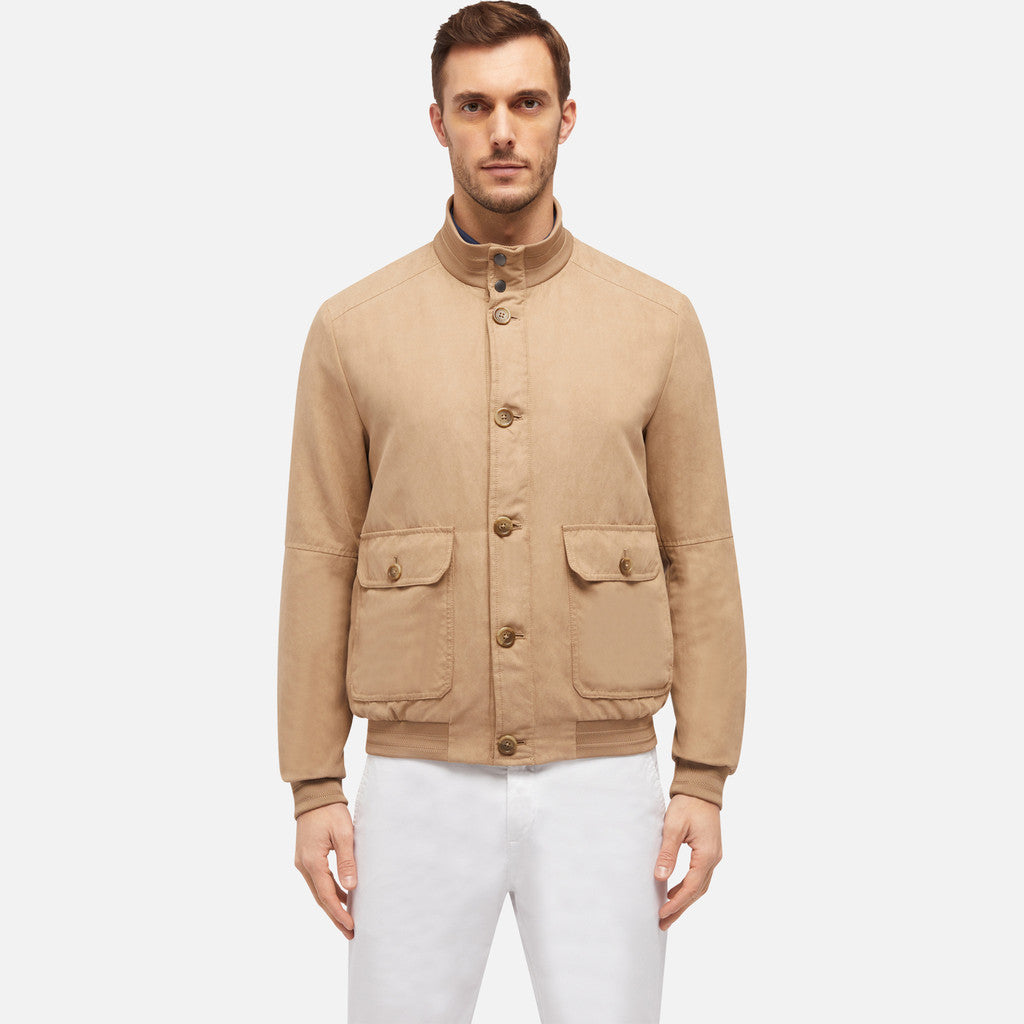 GEOX - BLAINEY Suede Bomber Jacket in Nougat M4520PT2976F5245