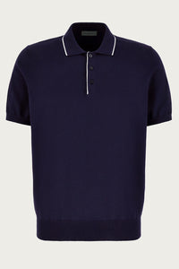 CANALI - Navy & White Knitted Shaved Cotton Polo Shirt C0997-MK01148-300