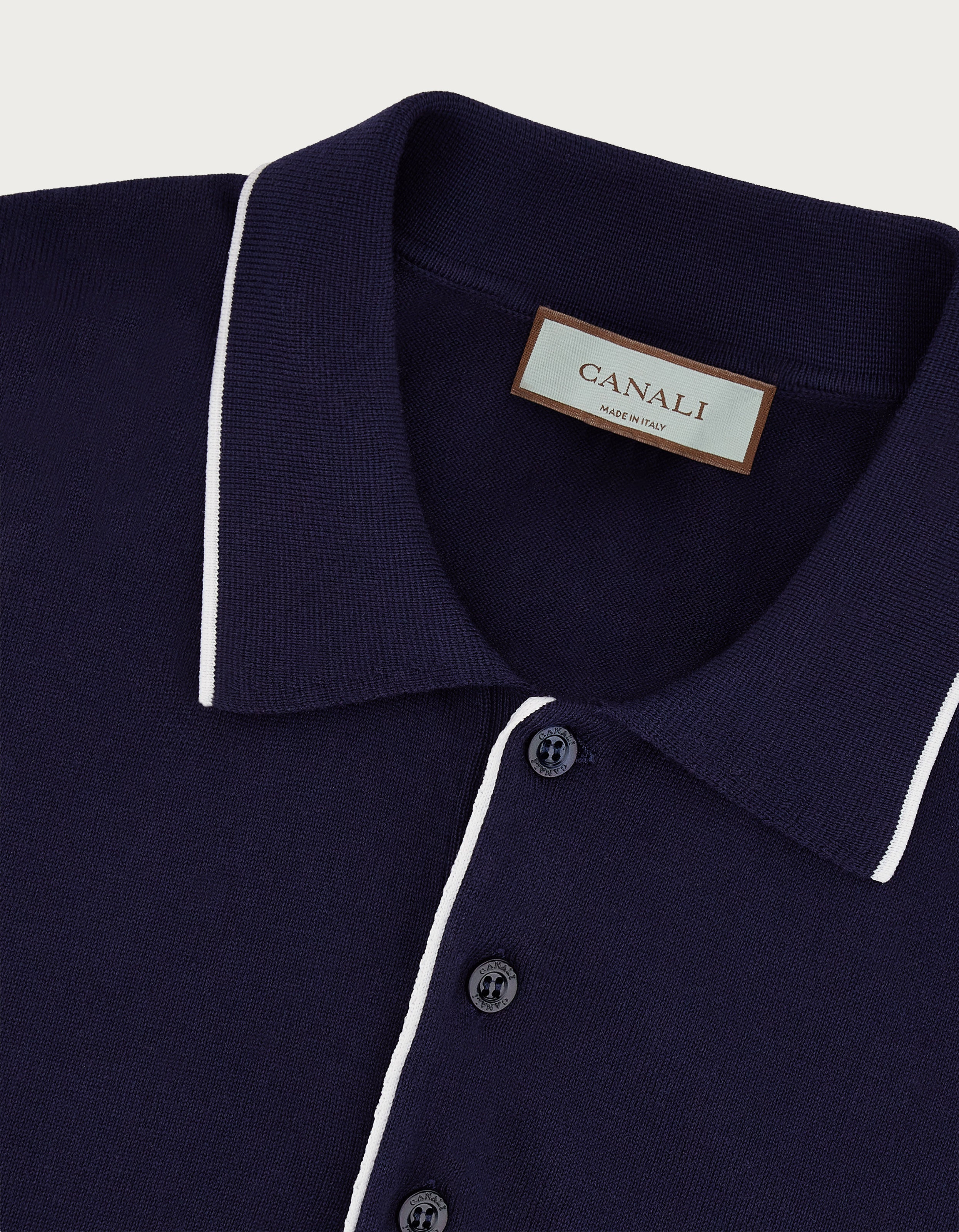 CANALI - Navy & White Knitted Shaved Cotton Polo Shirt C0997-MK01148-300