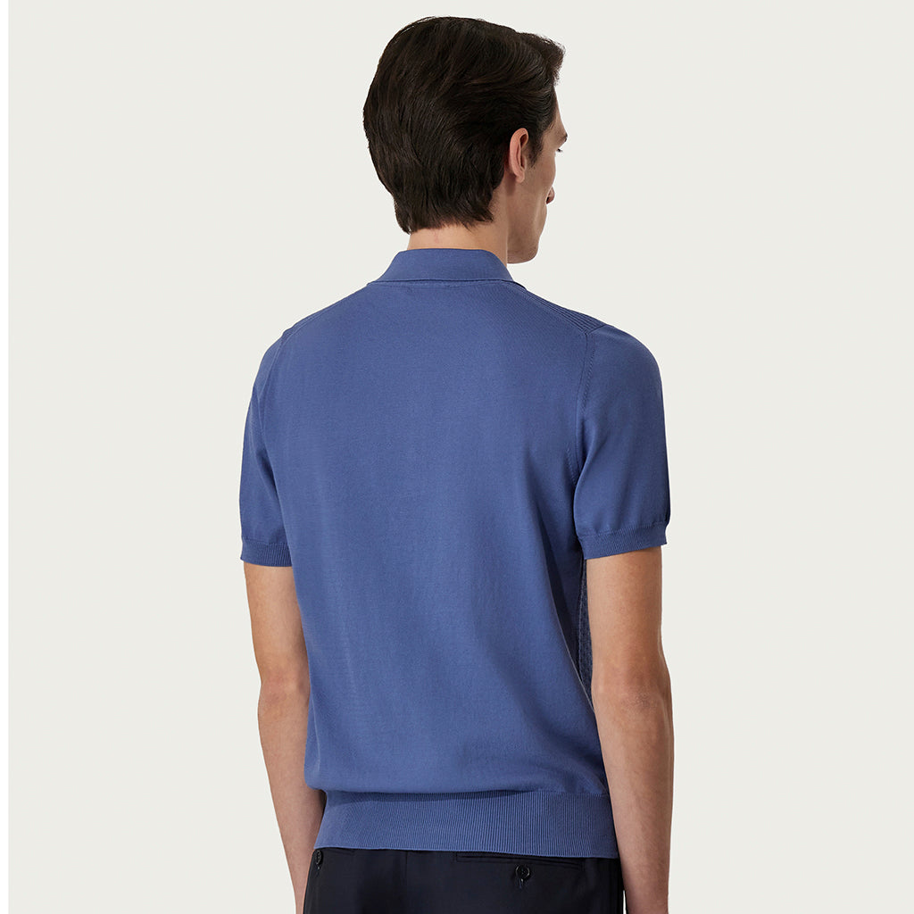 CANALI - Air Force Blue Knitted Garment Dyed Polo Shirt C0127-MK02076-372