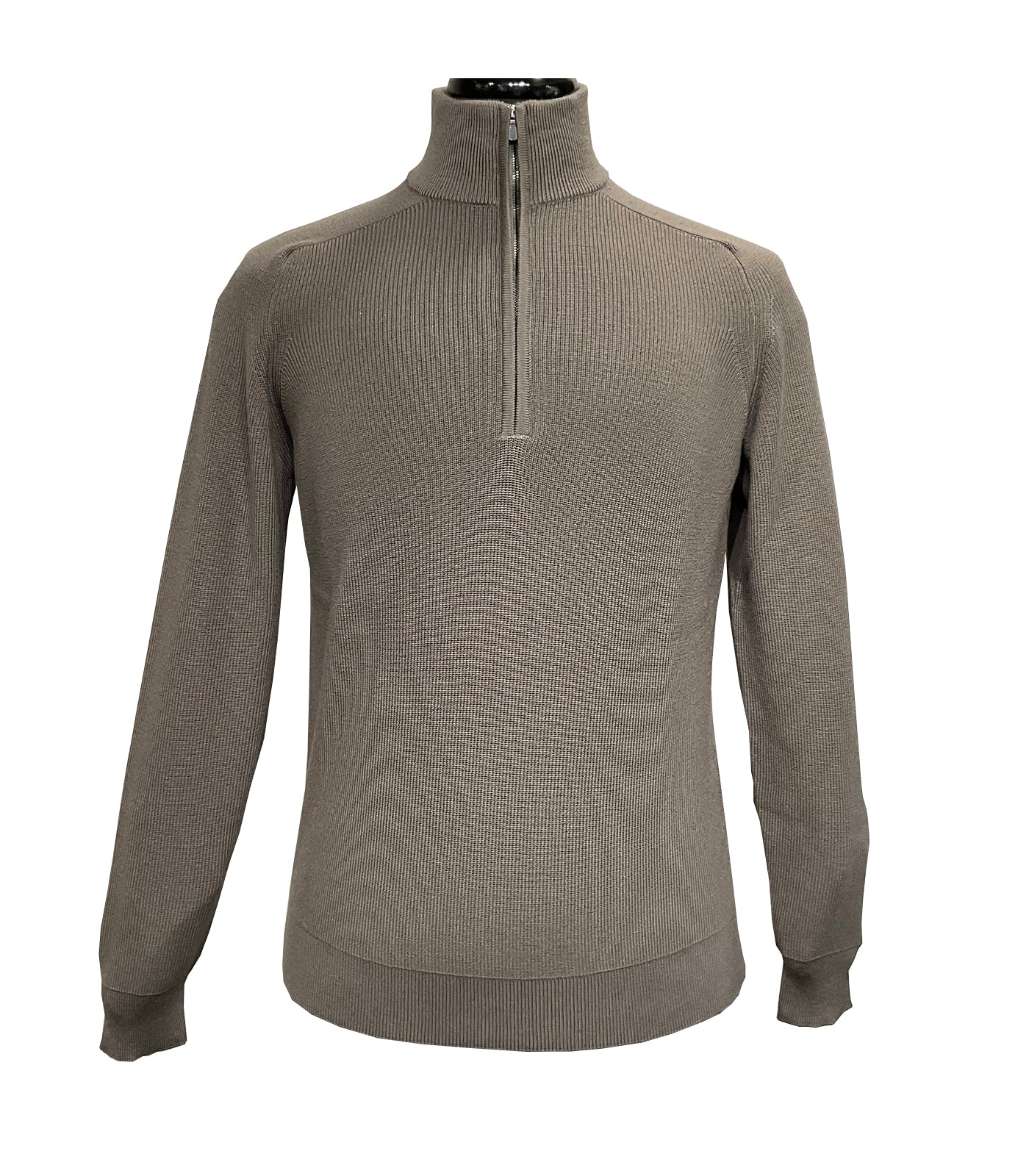 FILIPPO DE LAURENTIIS - Salvia Wool Half Zip Sweater in Fisherman Knit MZ1ML MWM14P 520
