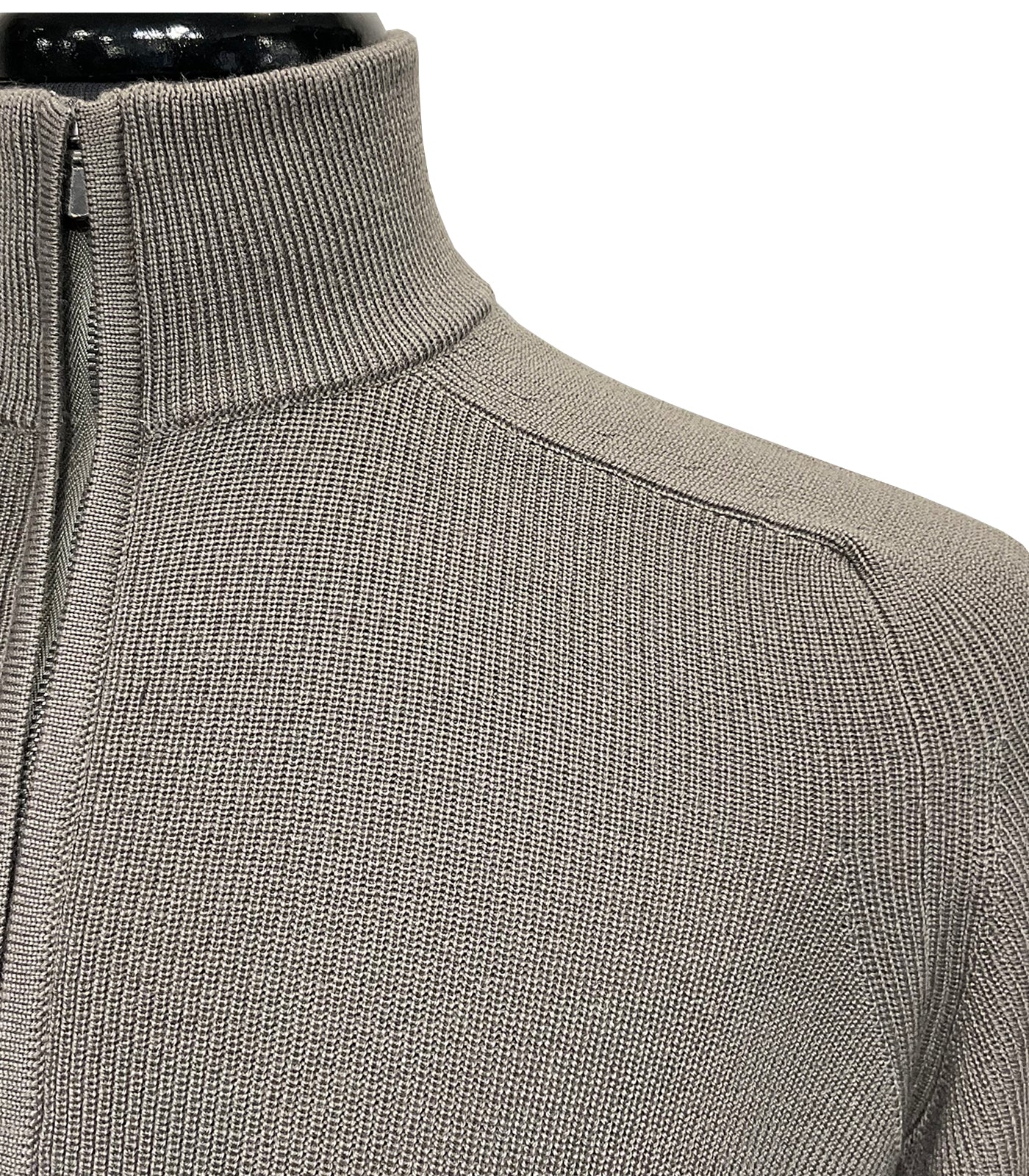 FILIPPO DE LAURENTIIS - Salvia Wool Half Zip Sweater in Fisherman Knit MZ1ML MWM14P 520