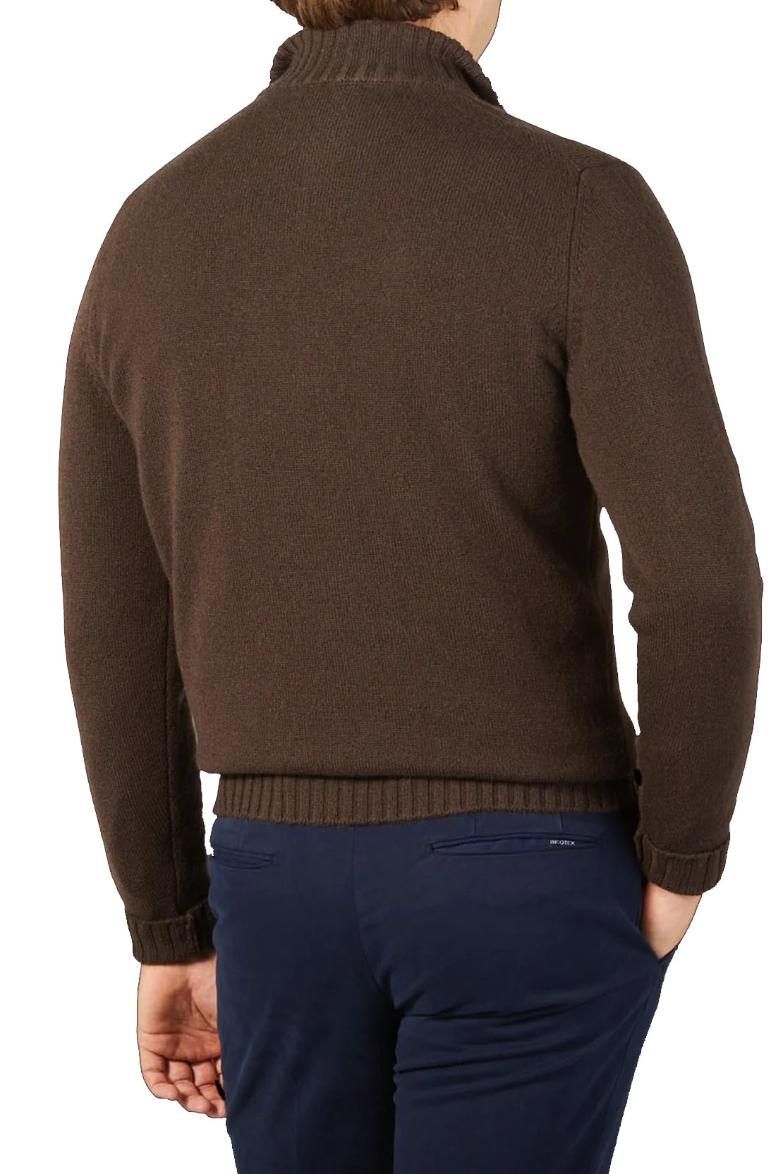 FILIPPO DE LAURENTIIS - Chocolate Brown Wool & Cashmere 1/4 Zip Neck Sweater MZ3MLWC7R 290