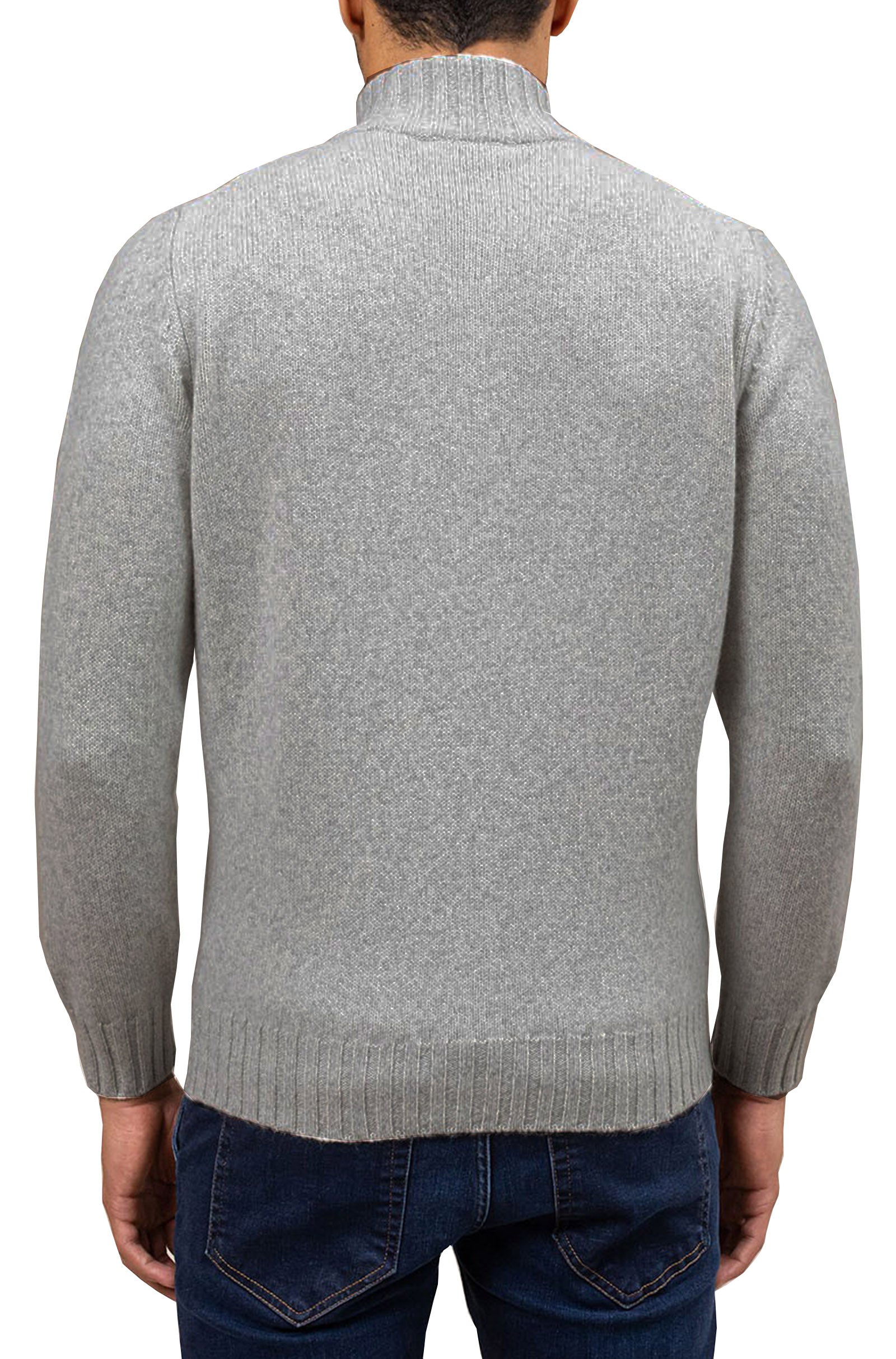 FILIPPO DE LAURENTIIS - Merino Wool Half Zip Sweater in Grey Melange Mz3ML WM5RM 9294