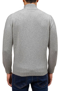 FILIPPO DE LAURENTIIS - Merino Wool Half Zip Sweater in Grey Melange Mz3ML WM5RM 9294