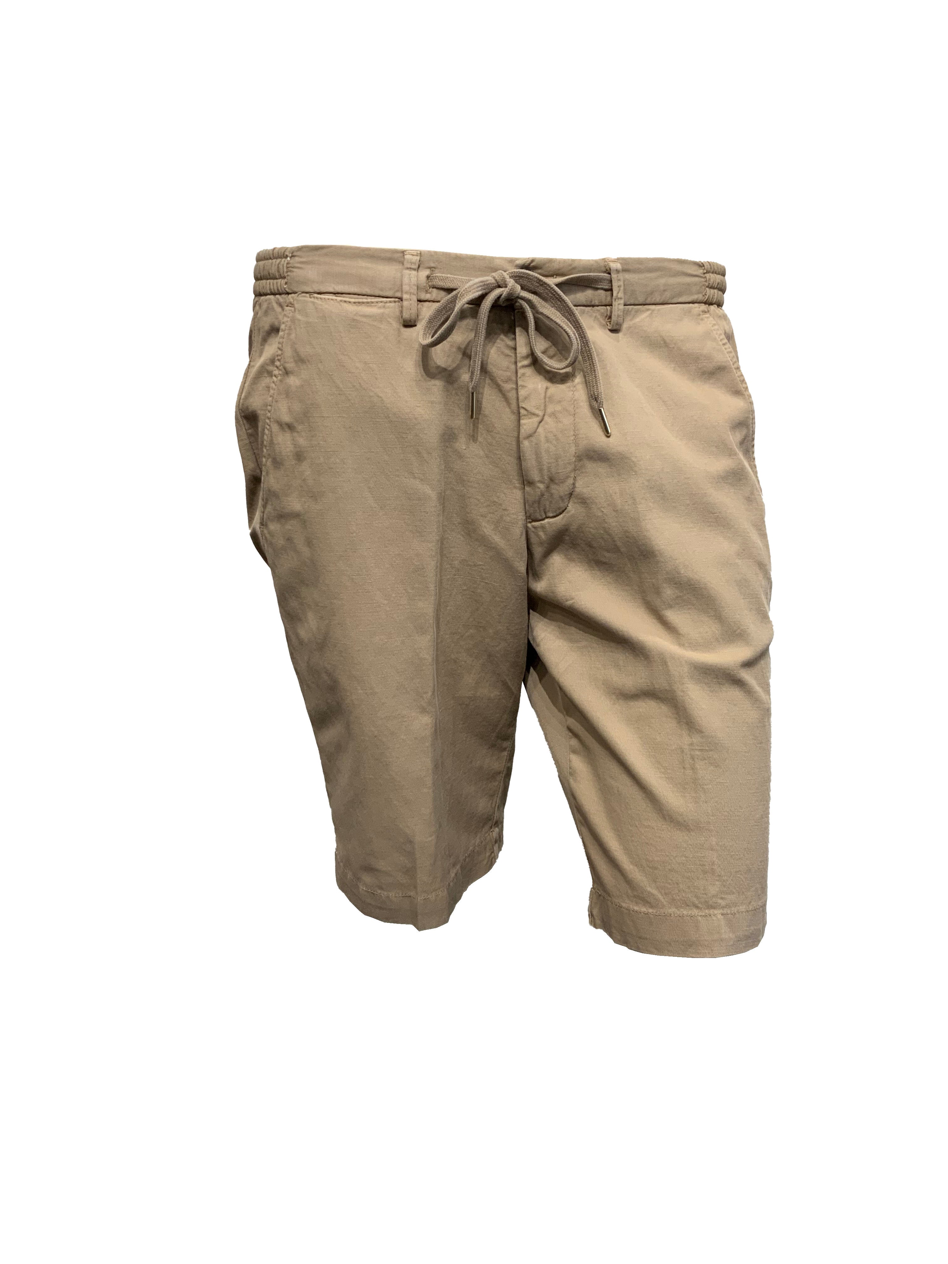 BRIGLIA 1949 - MALIBU Cotton and Linen Blend Shorts With Drawstring Waist in Sand