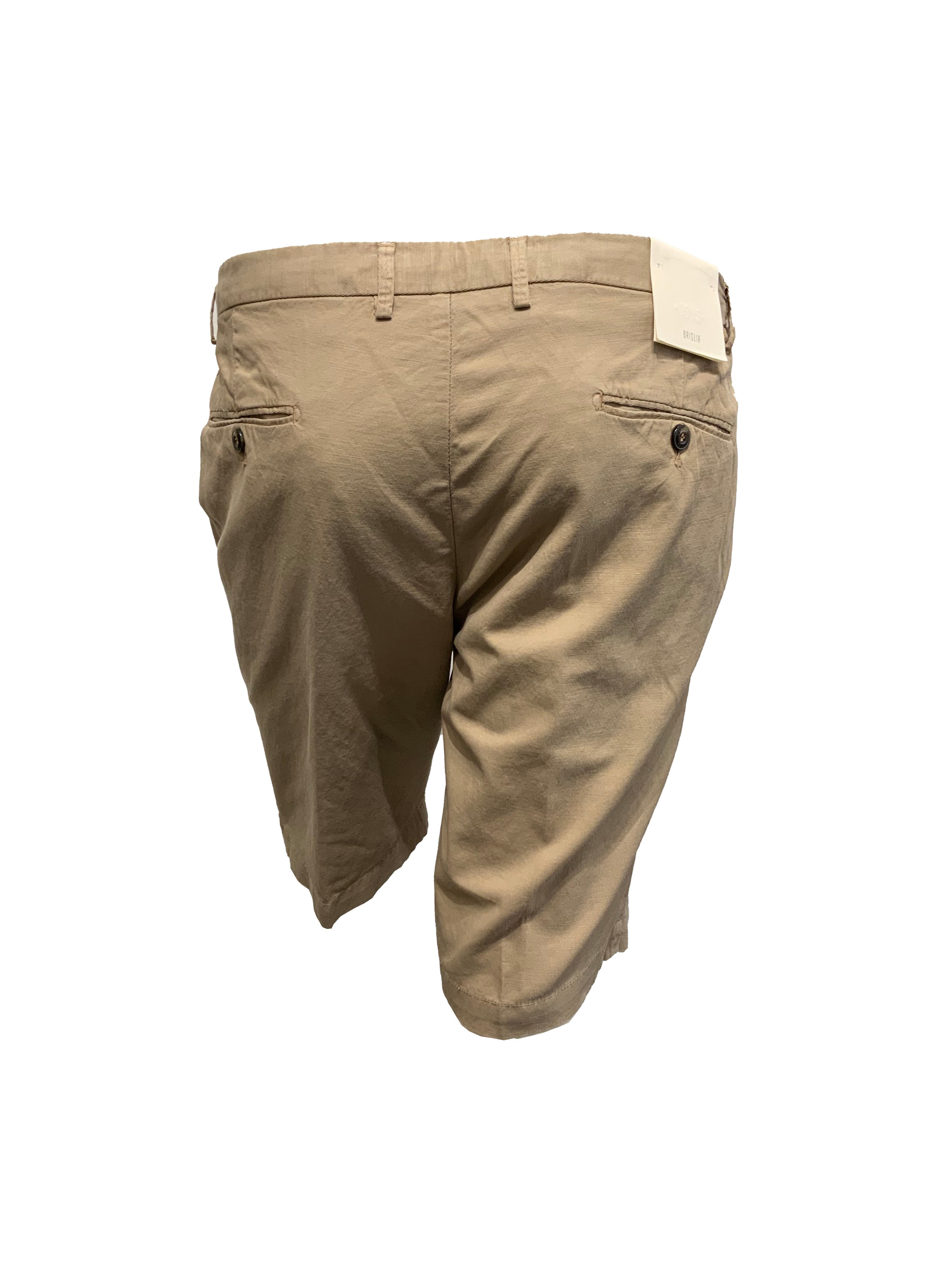 BRIGLIA 1949 - MALIBU Cotton and Linen Blend Shorts With Drawstring Waist in Sand
