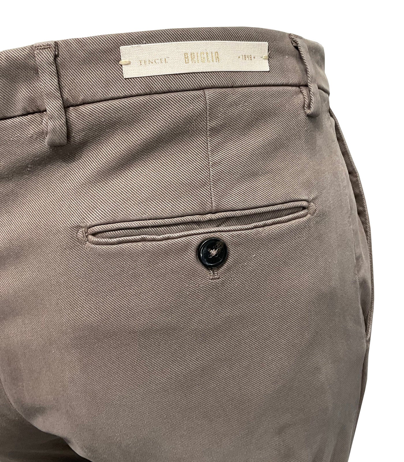 BRIGLIA 1949 - Biscuit Brown NAVIGLIO Slim Leg Stretch Brushed Cotton Blend  Chinos 400005-036