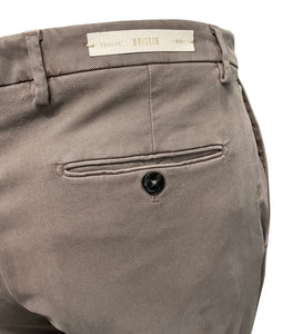 BRIGLIA 1949 - Biscuit Brown NAVIGLIO Slim Leg Stretch Brushed Cotton Blend  Chinos 400005-036