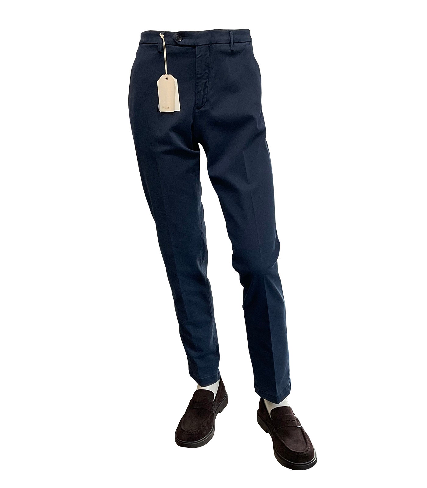 BRIGLIA 1949 - Oltremare Blue NAVIGLIO Slim Leg Stretch Brushed Cotton Blend  Chinos 400005-091